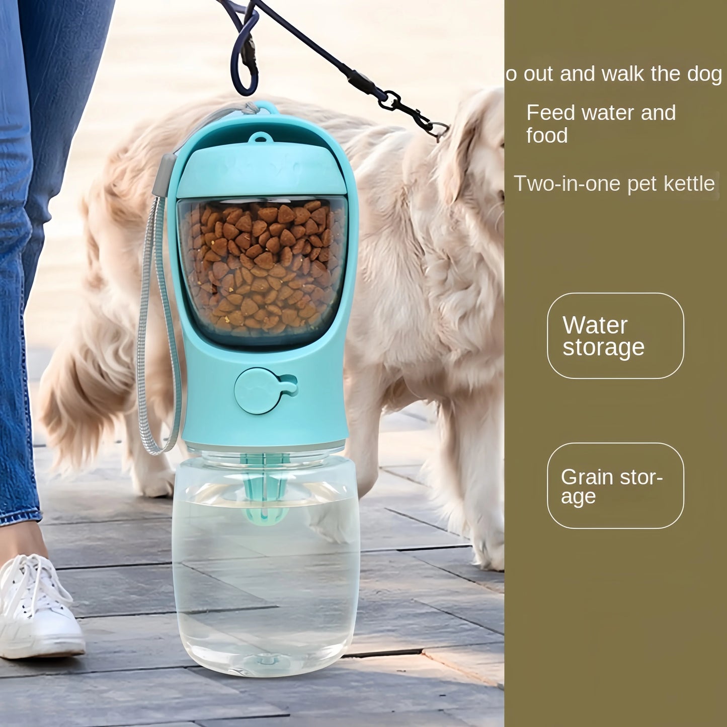 2 in 1 350Ml Portable Food Grade Material Dog Cat Travel Pet Water Cup Bottle with Food Dispenser Water Bottle for Dog